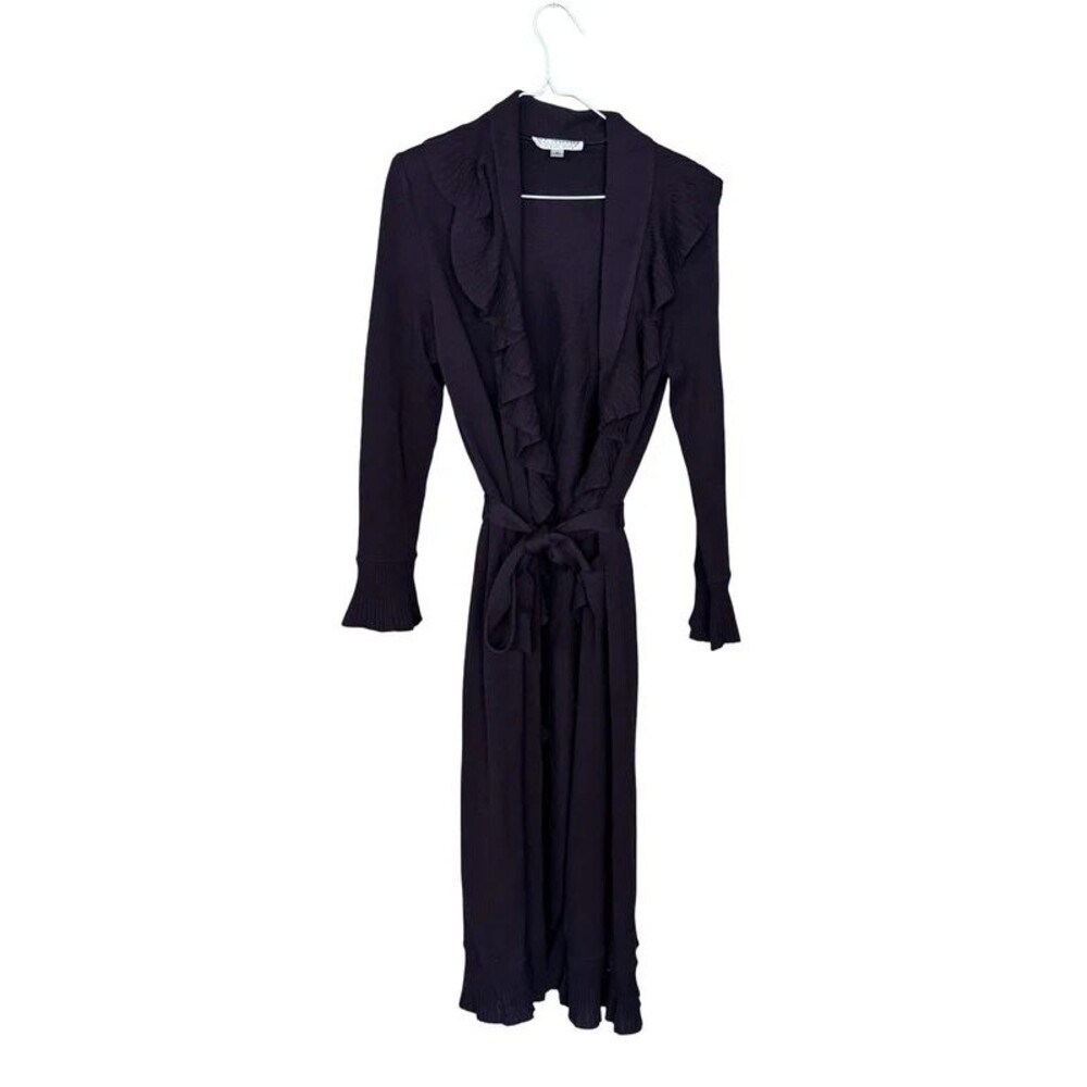 St John Long Ruffle Tie Waist Cardigan
